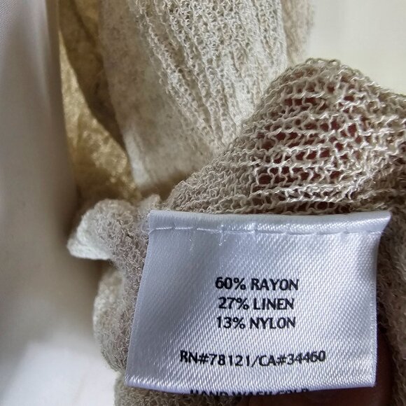 Eileen Fisher Beige Open Front Cardigan L Rayon/Linen Coastal Beachy Neutral - Picture 6 of 9
